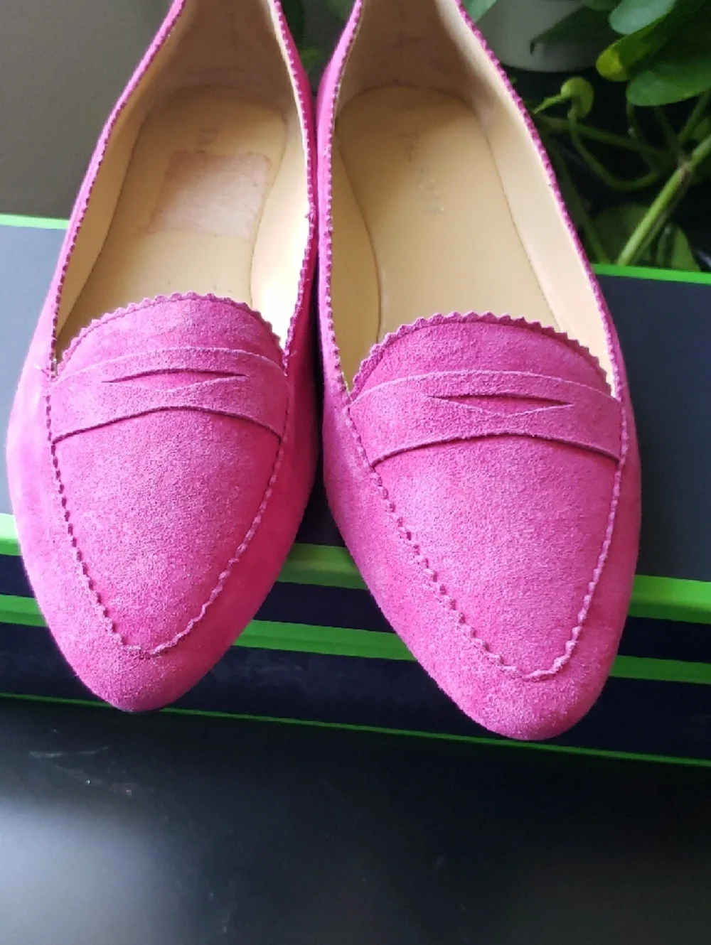Talbots Fuchsia Suede Pointed-Toe Loafers - Picture 4 of 7